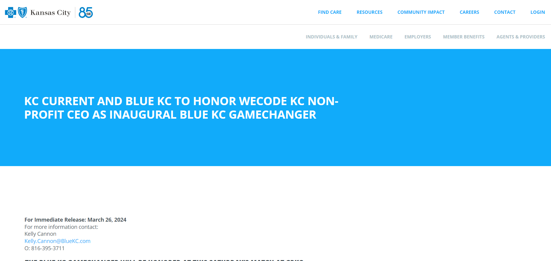 Blue KC Honor WeCodeKC CEO